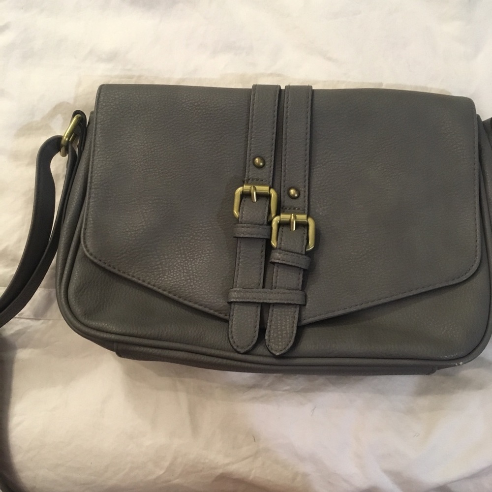 Merona Grey Vegan Leather Crossbody purse
